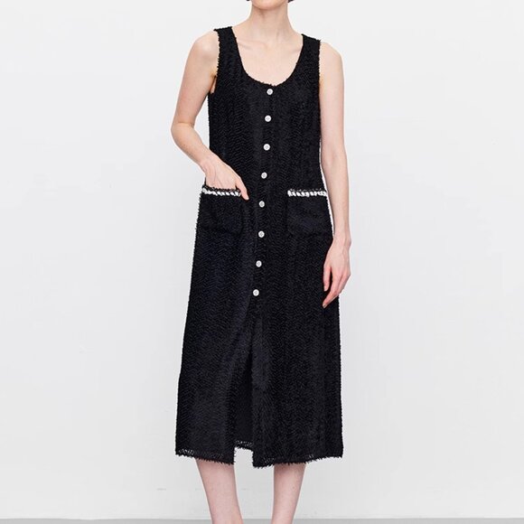 Luxury Silk-Blend Jacquard Dress | Dark Floral Night Sky Black | Size M - Picture 2 of 16